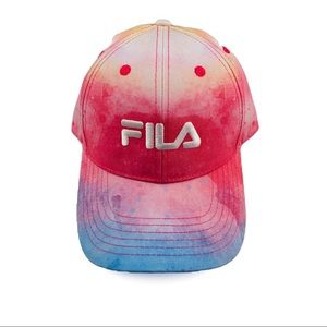 Fila Rainbow tie dye baseball cap with white font